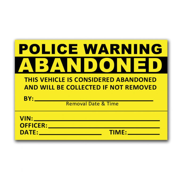 Abandoned Vehicle Labels WsciTechnology